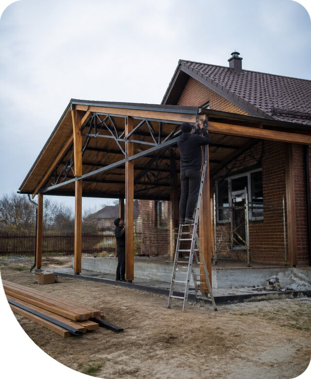 Пристройка навеса к дому и участку в Ростове под ключ